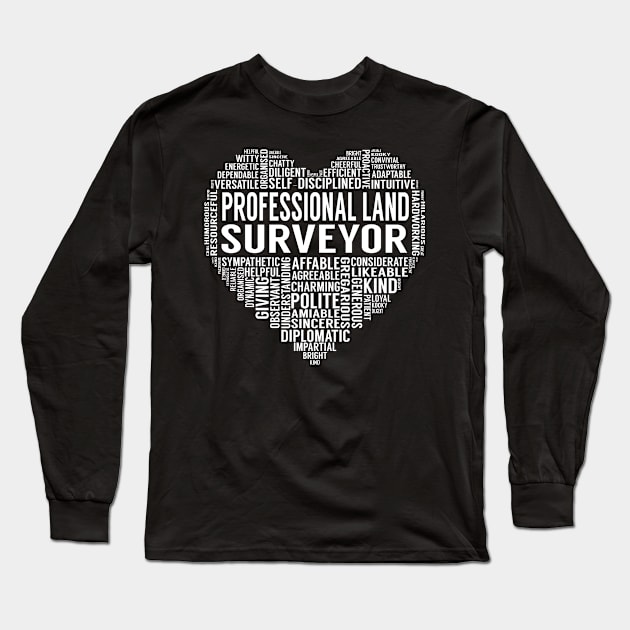 Professional Land Surveyor Heart Long Sleeve T-Shirt by LotusTee